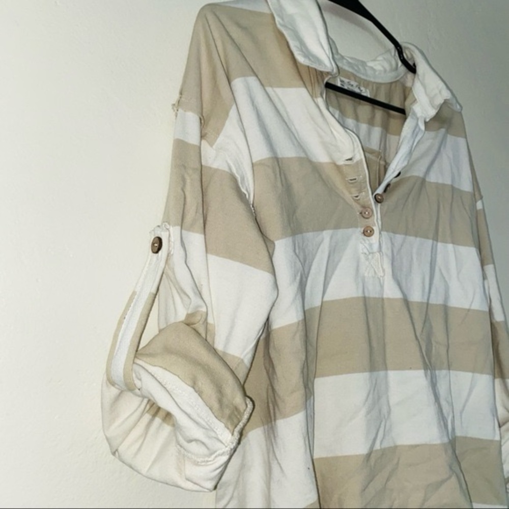 Free People Beige Striped Top